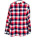 Simply Noelle  size L XL‎ 12-14 red blue white long sleeve button up flannel top Photo 1