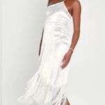 NWT Lulus Fun Affair White Floral Embroidered Tassel Midi Wrap Dress Size XS Photo 1