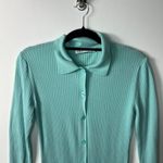 ZARA  aqua ribbed knit bodycon button‎ up dress women’s size large Photo 1