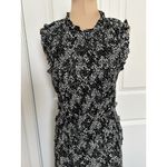 Madewell Smocked Crewneck Sleeveless Mini Dress in Floral Black White Sz 2 NU575 Photo 8
