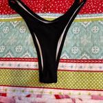 Black Ribbed Triangle Bikini Top Thong Swimsuit Set Size S Photo 3