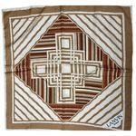 1970 Mob Wife VTG Square Scarf Lanvin Paris 100% Silk Made in France Brown Tan Photo 0