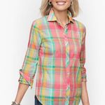Talbots NEW  100% Cotton Button-Front Shirt – Pastel Easter Plaid – Women’s S Photo 0