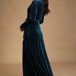 Lulus Jacinda Teal Blue Velvet Wrap Maxi Dress Photo 2