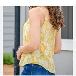 Mine NWT Sz S Botanical Print Cami / Tank Top Yellow & White Photo 2