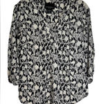Cynthia Rowley  Snake‎ Skin Print Black White 100% Silk 3/4 Sleeve Women’s Top S Photo 0