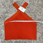 Forever 21 Sweater Knit Crisscross Halter Crop Top in Pompeian Red Small NWT Photo 5
