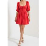 Anthropologie MAEVE x  Puff Sleeved Sweetheart Mini Dress, Red, Small Photo 1