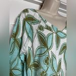 Talbots Abstract White Floral Cotton V-Neck Light Long Sleeve Shirt Sweater Sz M Photo 1