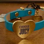 Juicy Couture  Pam & Gela Choose Juicy Teal Buckle Bracelet w Gold Heart Charm Photo 0