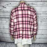 Isaac Mizrahi Issac Mizrahi Live! 20W Pink Plaid - White Layered Button Down Flannel Shirt Top Photo 3