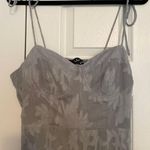 Lulus  Dusty Blue Midi Floral Jacquard Tie-Strap Dress Photo 1