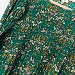 Max Studio Pleated Blouse Green Floral sz Large Photo 4