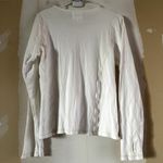 Flax  Long Sleeve Shirt Layering Round Neck Pullover Plain Cotton White Small Photo 4