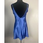 Frederick's of Hollywood Vintage Fredrick’s of Hollywood Blue Satin mini tie up slip dress size small Photo 3
