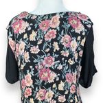 Vintage 90s Maxi Dress Black Pink Pastel Dark Floral Scoop Neck Pinafore Flowy Photo 5