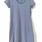 Toad&Co Marley Short Sleeve Dress Navy Blue Stripe Large Pockets Organic Cotton Photo 0
