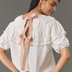 Anthropologie By Tie Back Ruched Blouse Photo 0