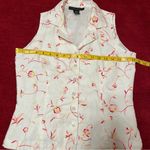 Anne Carson Vintage 90s Y2K  Linen White Floral Embroidered Button-Up Vest Top Photo 4