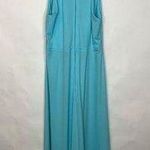 70s Vintage Custom Aqua Maxi Dress Wedding Sz Medium Blue Photo 0