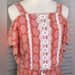 My Michelle  Bohe Romper Cold Shoulder w Crochet Coral White Blue-XL (Girls) Photo 2