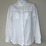 Maje NWOT  White 100% Cotton Textured Button Up Long Sleeve Classic Blouse - Sz L Photo 0