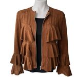 INC International Concepts Ruffled Faux-Suede Jacket Photo 3