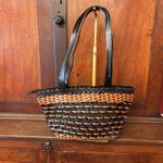 Ellepi Woven Leather Basket Tote Bag Handmade Italy Black Brown Zip Top Photo 3