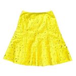 Lafayette 148 New York Yellow Linen Lace Overlay A-line Full Midi Skirt Size 12 Photo 0