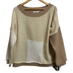 Amaryllis women's patchwork oversized boat neck sweater‎ size Xs/S Brown Photo 0