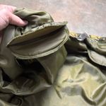 EVR Jacket Womens Small Olive Green Yellow Vintage 80s Silk Bomber Jacket Photo 4