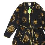 Farm Rio NWT Sun Sequin Cardigan in Sunny Mood Black Belted Long Knit Sweater M Photo 2