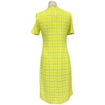 Vintage 60s Mod Sheath Dress Neon Yellow Gingham Check Short Sleeve, M/L Fit Size undefined Photo 2