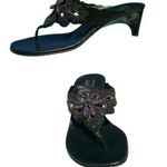 Donald Pliner Black Sequin Beaded Leather Shoe Sandal New Thong T Photo 0