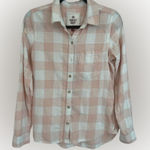 SO  Pink and Creamy White Plaid Button Down Shirt Size S NWOT Photo 0
