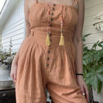 Free People  Women's CORAL ROSALYN‎ JUMPSUIT No Belt Boho Size 4 Photo 0