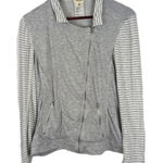Tribal Jeans Gray and White Zip Up Jacket Stripes Pockets Size Women's Medium Photo 0