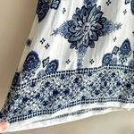 Forever 21  Contemporary Blue Floral Cold Shoulder Bell Sleeve Dress, Size XS Photo 9