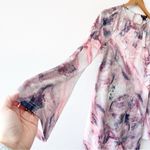 Karen Millen Marble Print Jersey Long Sleeve Maxi Dress in Pink Photo 4