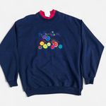 Vintage 90s Grandma Navy red cotton crewneck sweatshirt sweater My Grandkids Are Cute as Button Sz 2X Blue Photo 0
