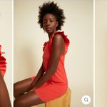 Nation Ltd Elliot Fused Ruffle Flutter Sleeve Dress S Red Orange Pima Cotton Photo 3