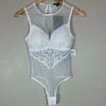 INC International Concepts Womens S White NWT Sheer Lace Mesh Thong Bodysuit Photo 1