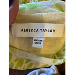 Rebecca Taylor Shirt Women Small Green Ivory Floral Mock Neck Quilted Look Top Photo 8