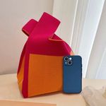 Two Tone Knit Bag, Double Handles Photo 5