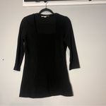 Boston Proper  Blouse Square Neck 3/4 Sleeve Top Black Size Medium Photo 5