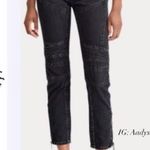 Polo Ralph Lauren Moto Ankle Cropped Jeans Black Size 26 R New w/Tag Retail $245 Photo 10