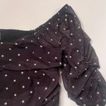 Anthropologie Black & White Polka Dot Square Neck Shirred Mesh Top Size Medium Photo 7