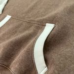 Brown & Cream Hooded Sweatshirt Waffle Knit Tunic Tan Size M Photo 7