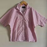 Vintage 70s Red Striped Button Down Shirt Dolman Sleeve Boxy Fit Blouse Size M Photo 1