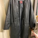 Vintage 100% Leather Trench Coat Black Size M Photo 0